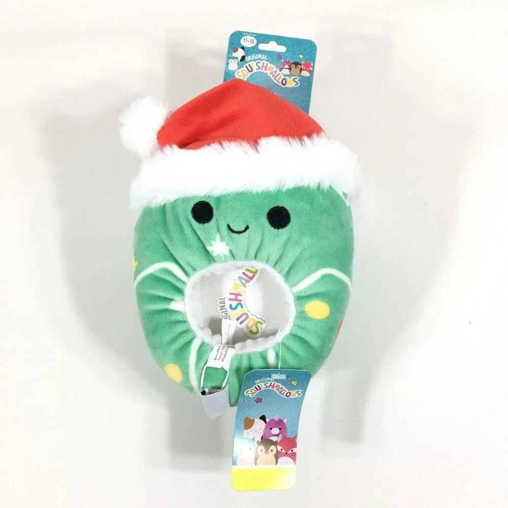 Squishmallows Kids Carol Tree Christmas Slippers Size 11-12 Green